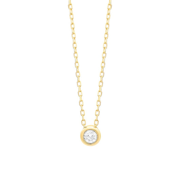 18 karaat geelgouden ketting met diamant - 0,05ct.