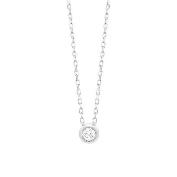 18 karaat witgouden ketting met diamant - 0,05ct.