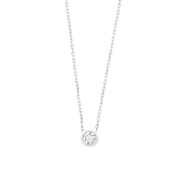 14 karaat witgouden ketting met diamant -  0.10 ct. rond