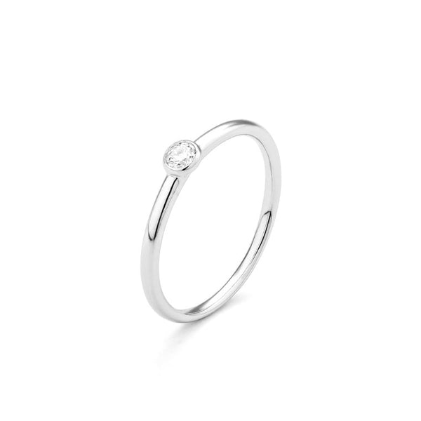 14 karaat witgouden ring met diamant 0.10crt. - Solitair