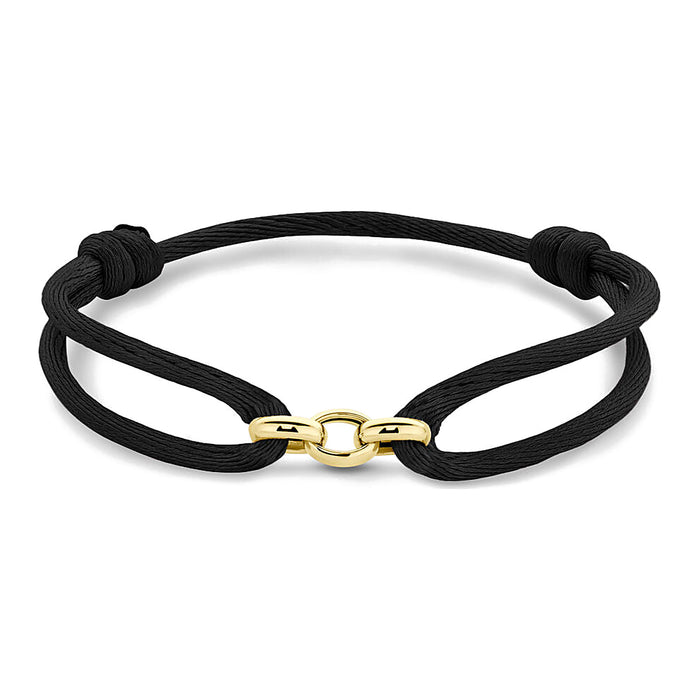 Satijn Armband Ovaal Zwart - 14k Geelgoud