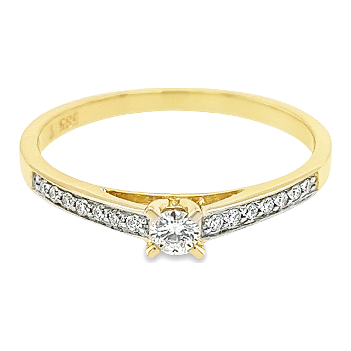 Met diamant 0.17 crt. - Solitair - Hutjens Diamond - 14k Geelgoud