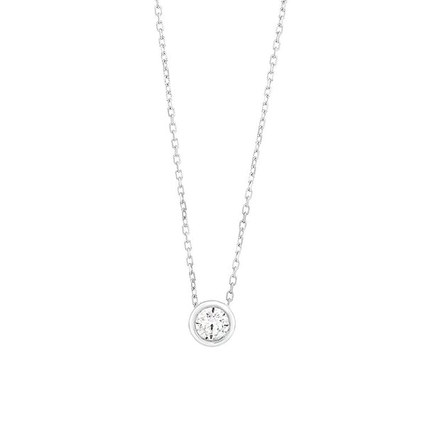 18 karaat witgouden ketting met diamant - 0,15ct.