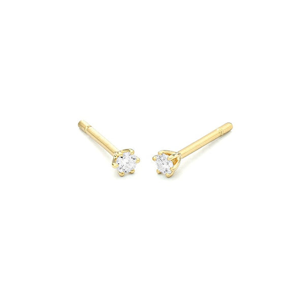 14 karaat geelgouden oorstekers  - 0.15ct. - 6 poot chaton