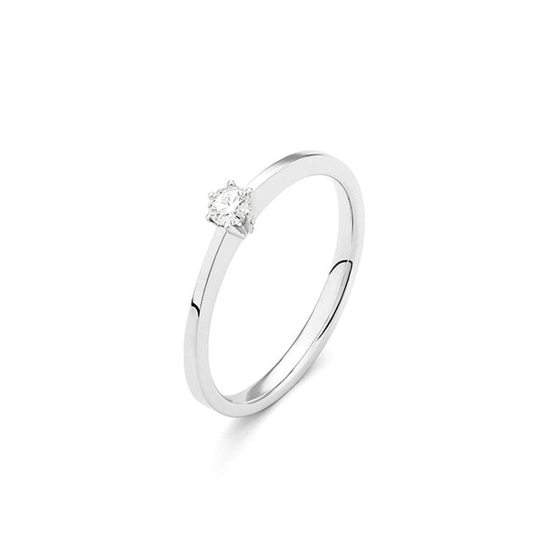 14 karaat witgouden ring 6 poot chaton met diamant 0.15crt. - Solitair