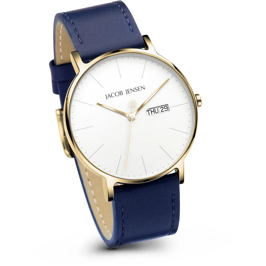 Jacob Jensen Timeless Nordic 166 horloge in roestvrij staal, andere hoek
