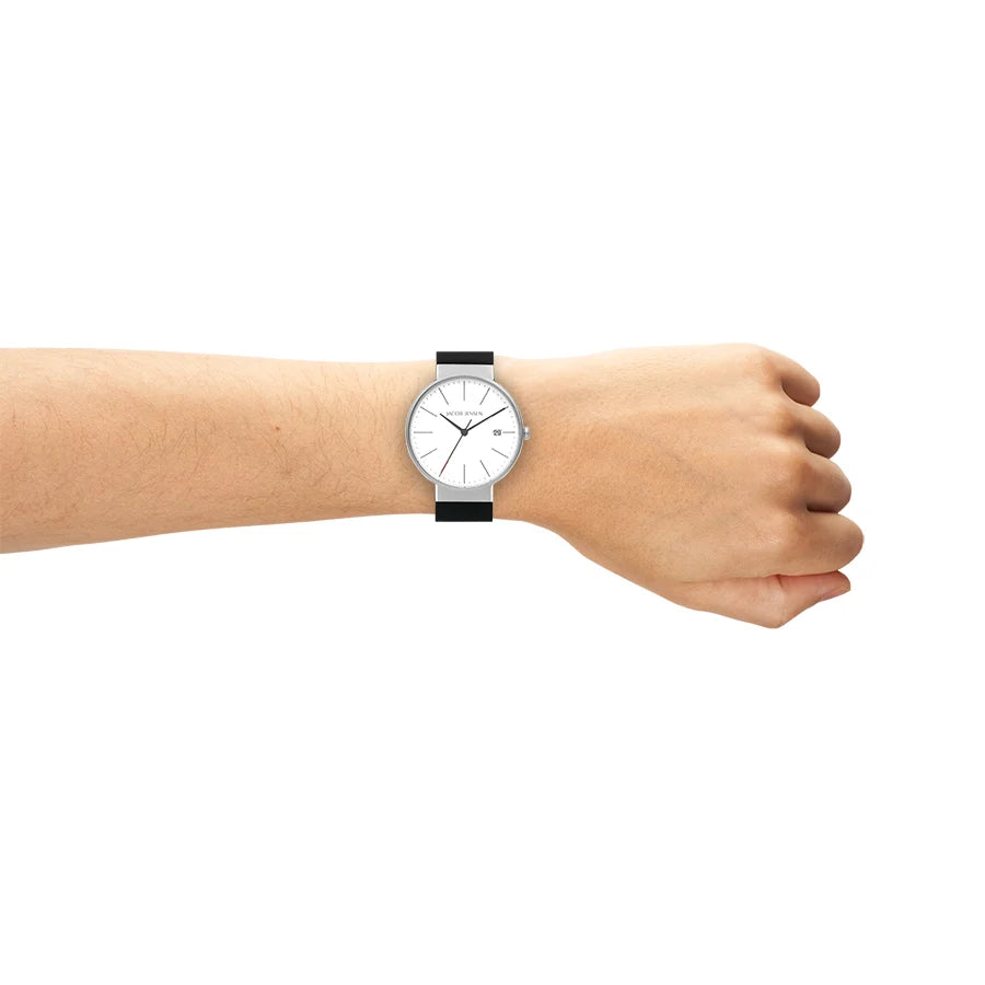 Jacob Jensen Timeless Nordic 183 horloge in roestvrij staal, andere hoek