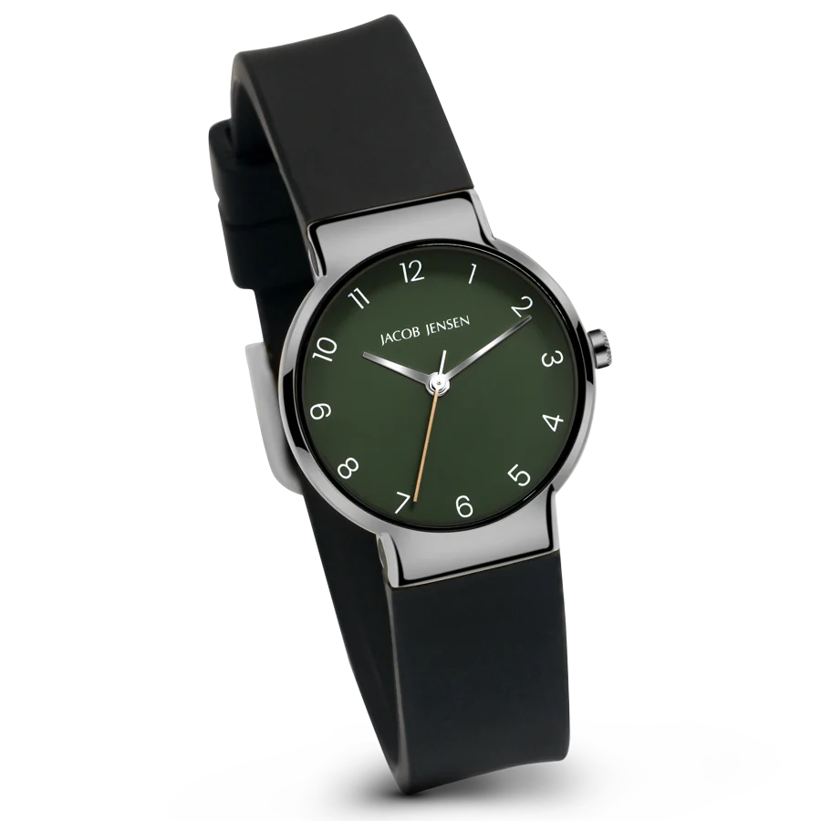 Jacob Jensen Timeless Nordic 194 horloge in roestvrij staal, andere hoek