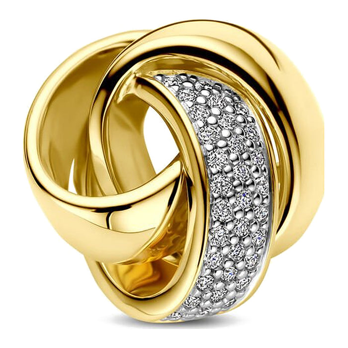 14 karaat collier met knoop diamant hanger - Hutjens - 14k Geelgoud