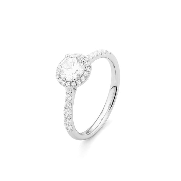 18 karaat witgouden  Klassieke  ring met diamant 1.05 crt.