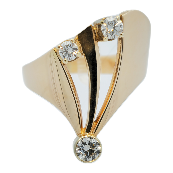 Gouden ring dames - Whisper met briljanten - Geelgouden ring - Hutjens - 14k Geelgoud