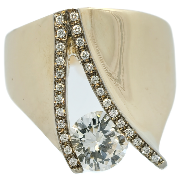 14 karaat gouden ring dames - V-Vorm Nova met Briljanten -  Geelgouden ring