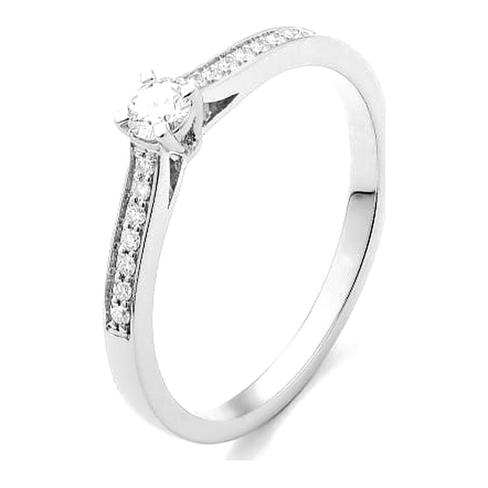 Met diamant 0.20 crt. - Solitair - Hutjens Solitair - 18k Witgoud