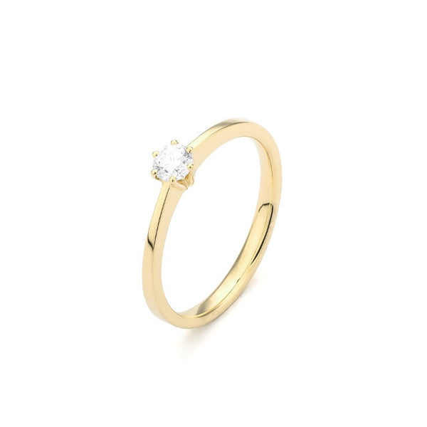 14 karaat geelgouden ring met diamant 0.20crt. - Solitair