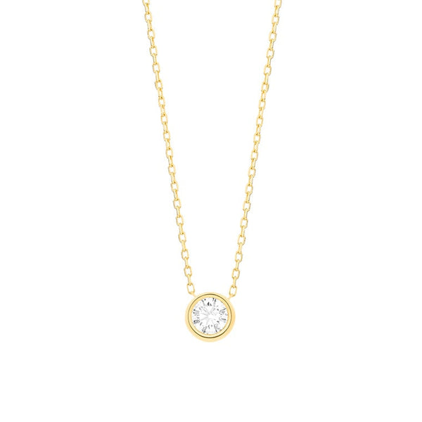 18 karaat geelgouden ketting met diamant - 0,20ct.