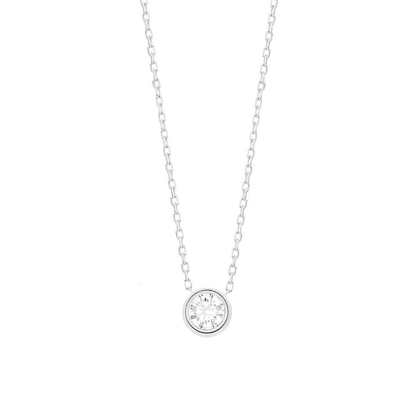 18 karaat witgouden ketting met diamant - 0,20ct.