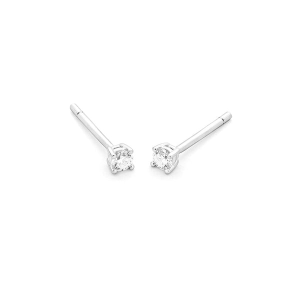 18 karaat witgouden oorstekers  - 0.20ct. - 4 poot chaton