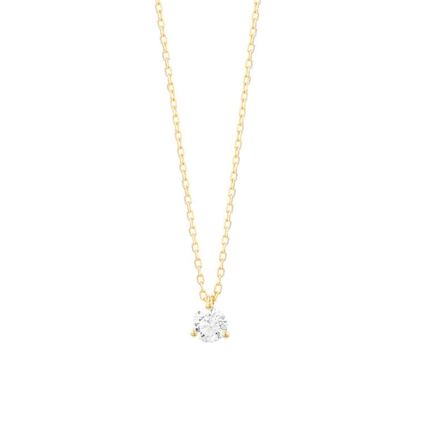 18 karaat geelgouden ketting met diamant -  0.25 ct. - 3 poot chaton