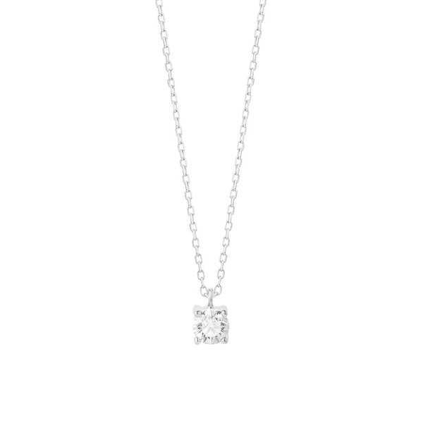 18 karaat witgouden ketting met diamant -  0.25ct. - 4 poot chaton