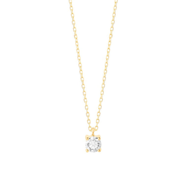 18 karaat geelgouden ketting met diamant -  0.25 ct. - 4 poot chaton