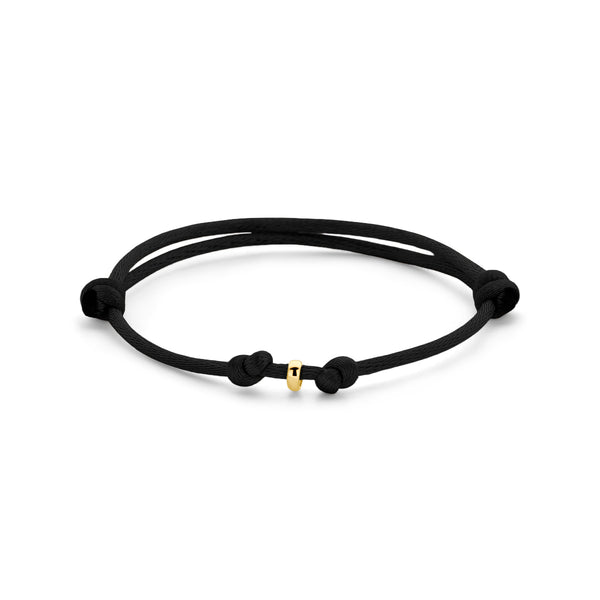 Satijn Armband Mini Zwart - 14k Geelgoud