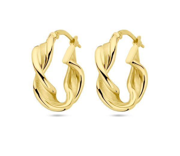 14 karaat geelgouden oorringen gedraaid- Hutjens