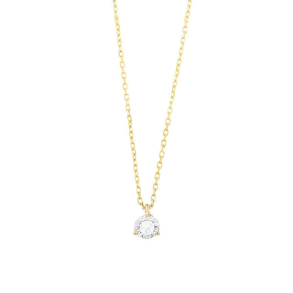 18 karaat geelgouden ketting met diamant -  0.30 ct. - 3 poot chaton