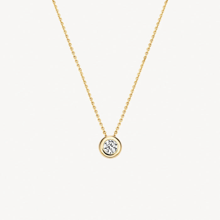 Ketting Hanger Zirkonia 4,8 mm - Blush - 14k Geelgoud