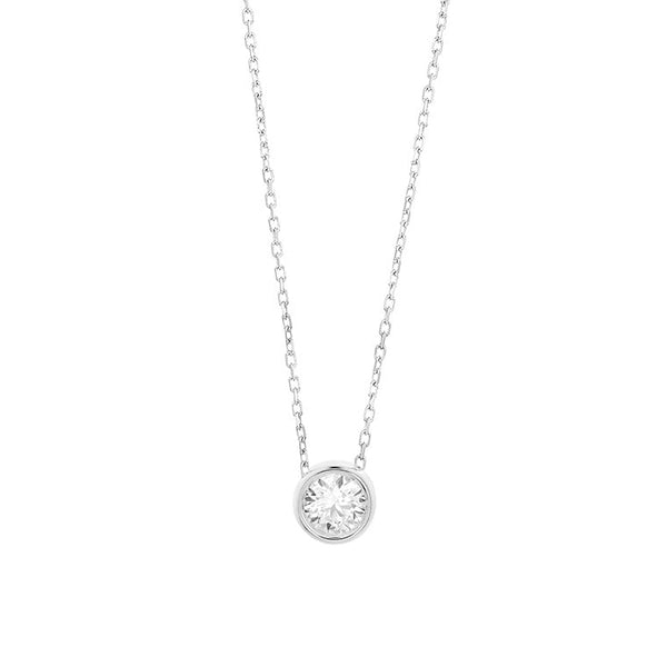 18 karaat witgouden ketting met diamant - 0,30ct.