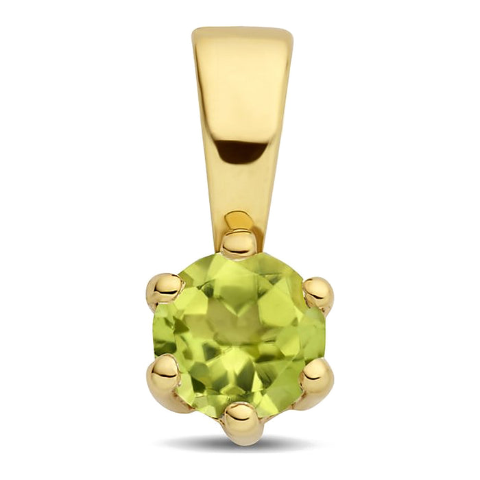 Met geboortesteen hanger AUGUSTUS: Peridot - 14 karaat geelgouden peridot hanger - Hutjens - 14k Geelgoud