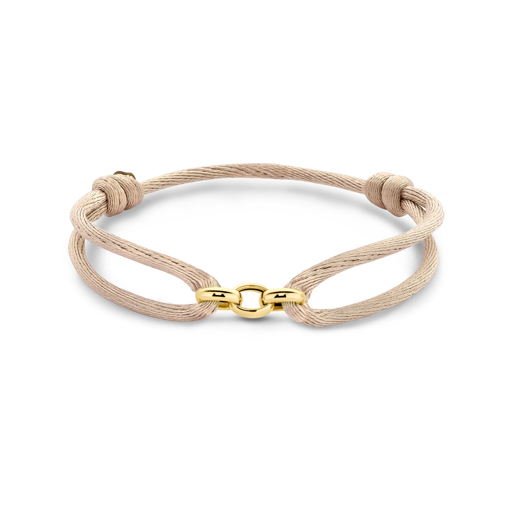 Satijn Armband Ovaal Beige 14k geelgoud