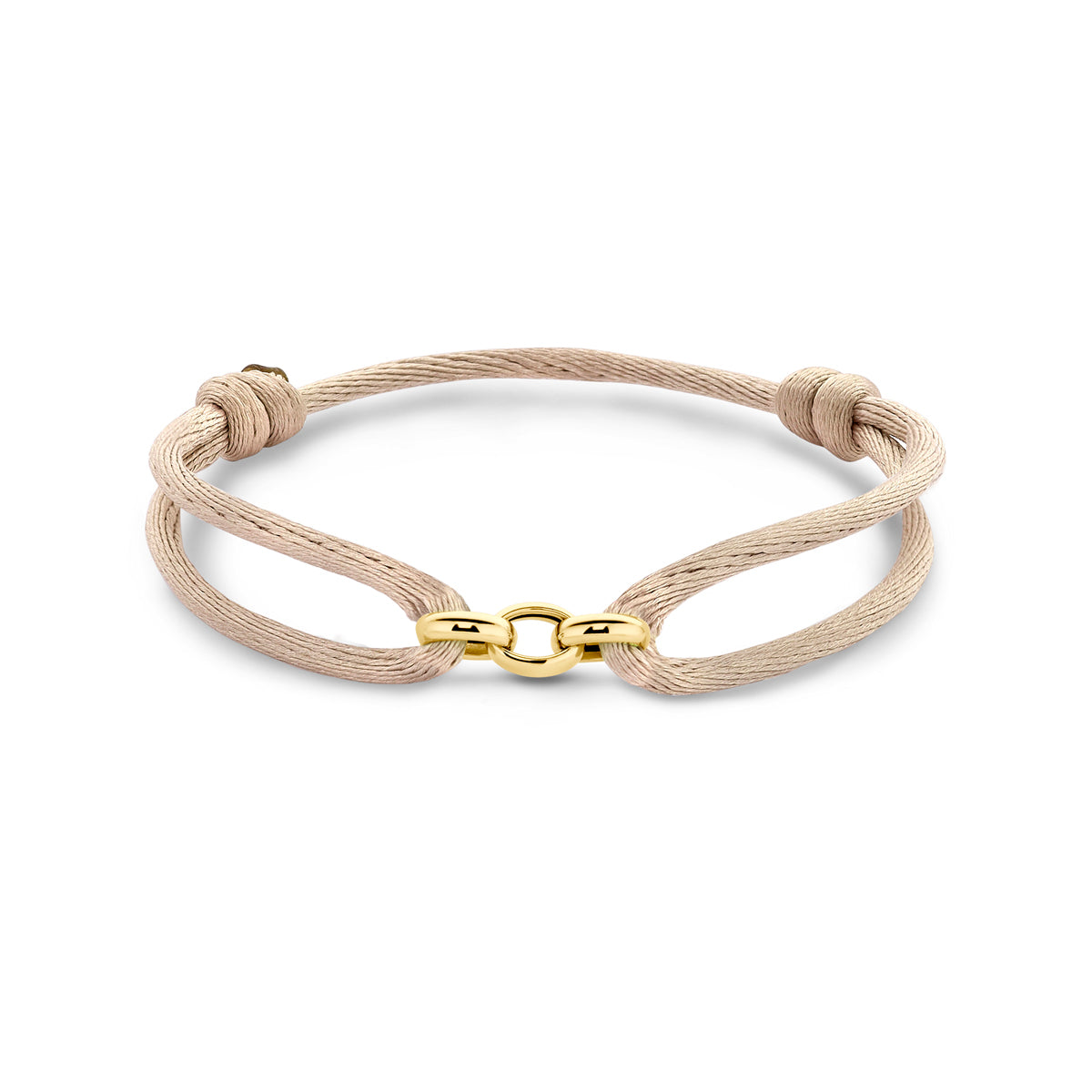 Satijn Armband Ovaal Beige 14k geelgoud