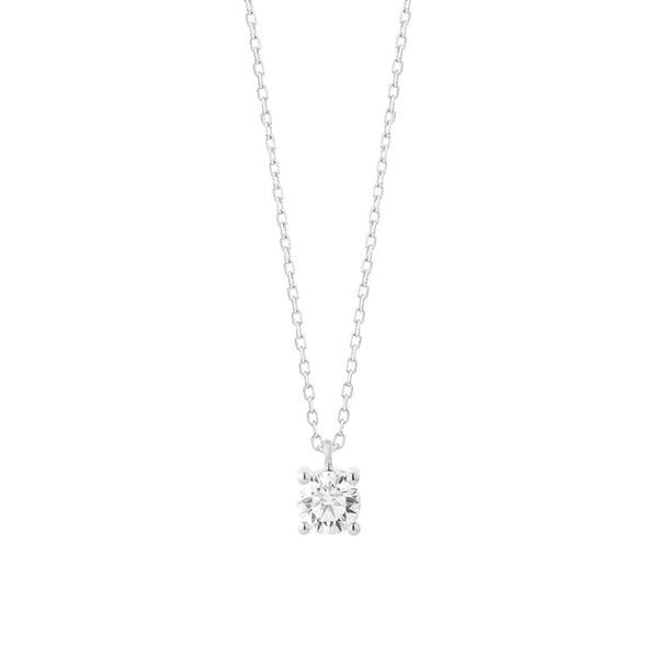 18 karaat witgouden ketting met diamant -  0.40ct. - 4 poot chaton