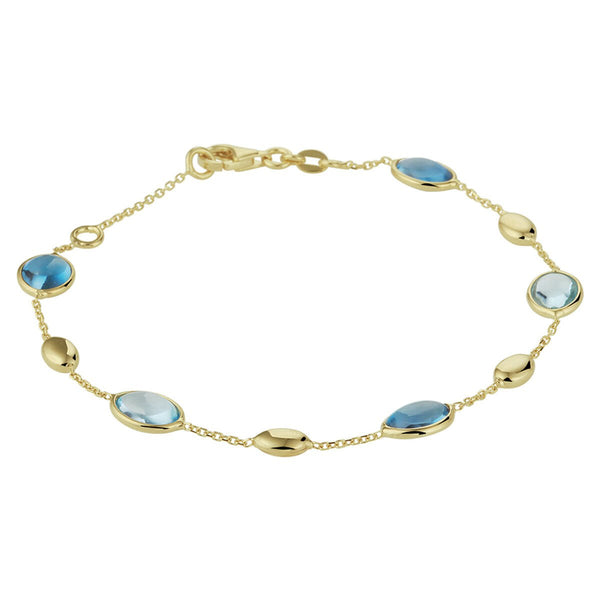 14 karaat geelgouden armband - London Blue & Blauwe Topaas - Hutjens