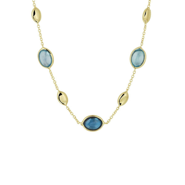 14 karaat geelgouden ketting - London Blue & Blauwe Topaas - Hutjens