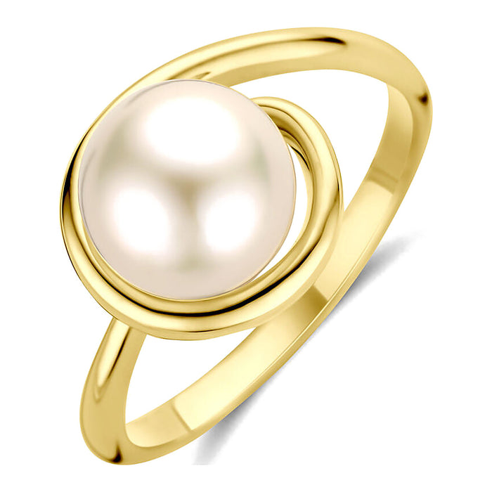 Damesring - Parel 10,5 mm - Hutjens - 14k Geelgoud