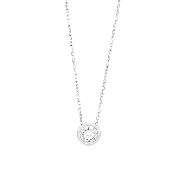 18 karaat witgouden ketting met diamant - 0,40ct.