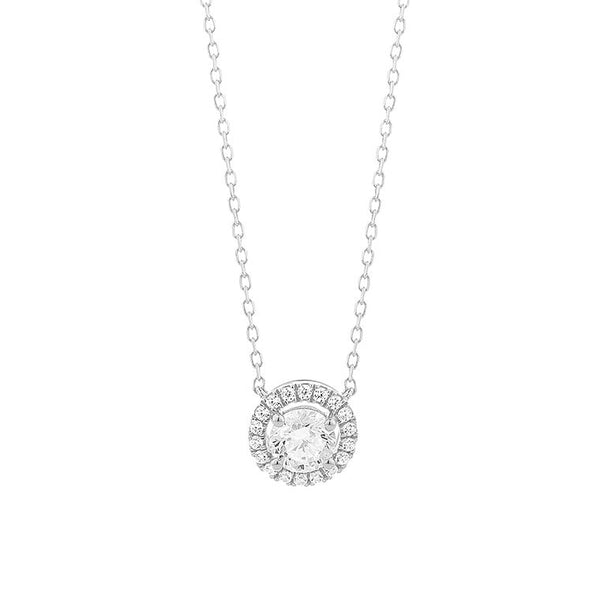 18 karaat witgouden ketting met diamant - 0,40ct.