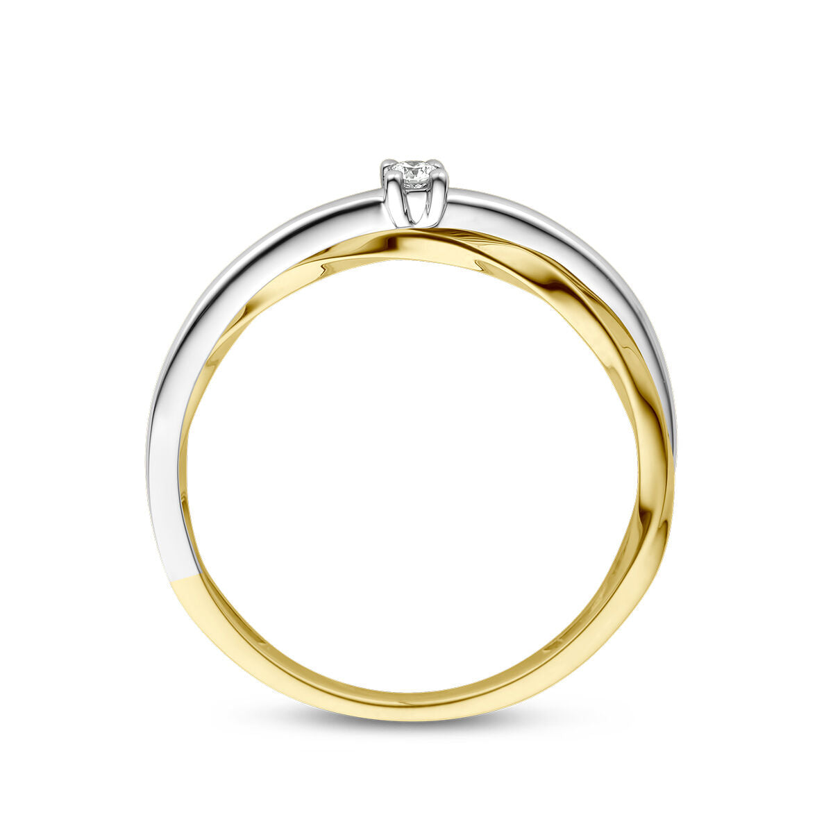 Bicolor solitair ring - 0,03 crt. - Hutjens Diamond - 14k goud