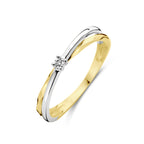 Bicolor solitair ring - 0,03 crt. - Hutjens Diamond - 14k goud