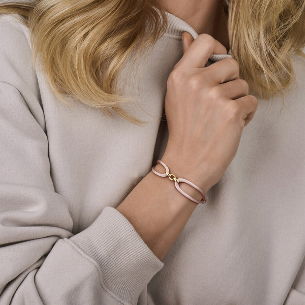 Satijn Armband Trio Roze - 14k Geelgoud