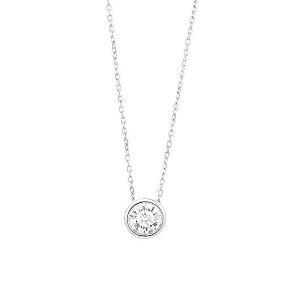 18 karaat witgouden ketting met diamant - 0,50ct.