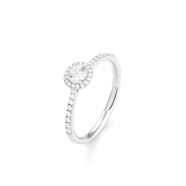 18 karaat witgouden  Klassieke  ring met diamant 0.51 crt.