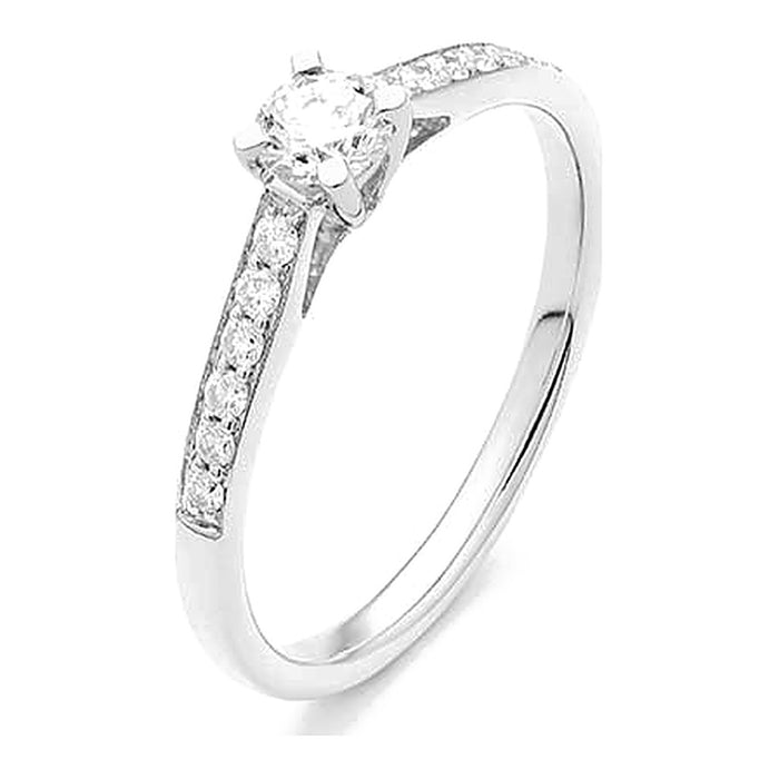 Met diamant 0.60 crt. - Solitair - Hutjens Solitair - 18k Witgoud