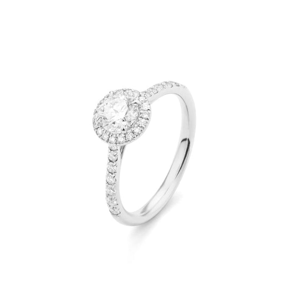 18 karaat witgouden  Klassieke  ring met diamant 0.80 crt.