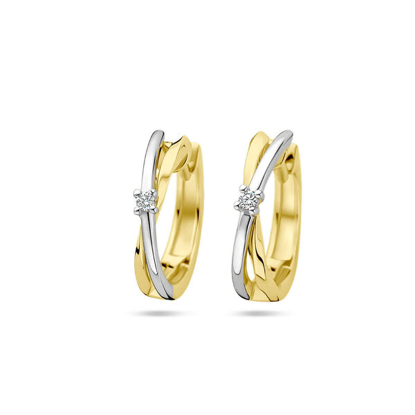 14 karaat  klapoorringen diamant 0.03ct- Hutjens