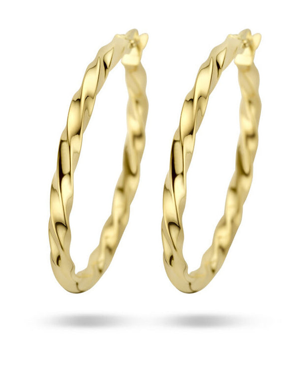 14 karaat gedraaide oorstekers - Hutjens - 30mm
