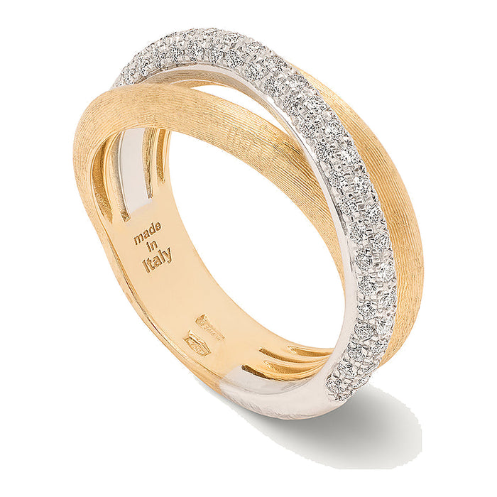 Jaipur Link - Driebaans ring met diamantband - Marco Bicego - 18k Geelgoud