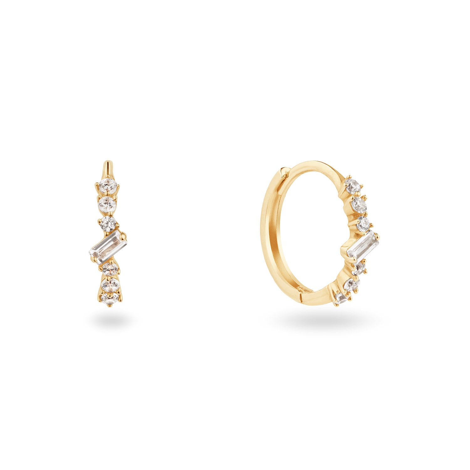 14 karaat geelgouden oorstekers - Jackie - Clifton White Topaz Hoops