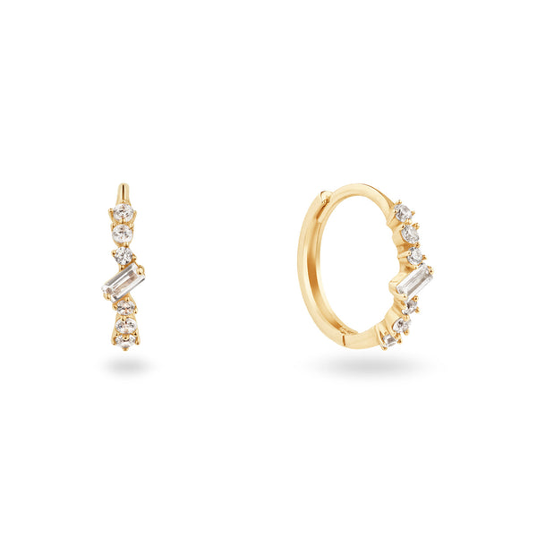 14 karaat geelgouden oorstekers - Jackie - Clifton White Topaz Hoops